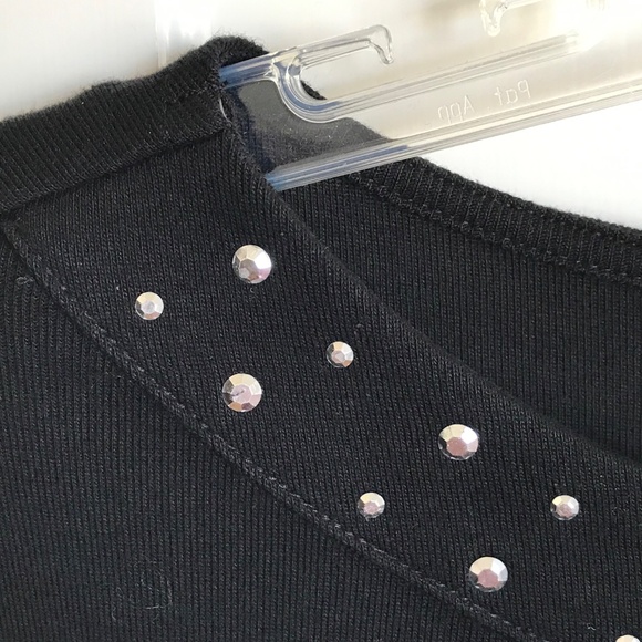 KAREN SCOTT 100% Cotton Silver Studded Neckline Black Top Women’s Plus Size 2X - Picture 6 of 16